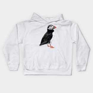 Puffin on a blue background Kids Hoodie